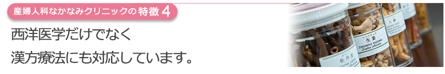 西洋医学だけでなく漢方療法にも対応しています。